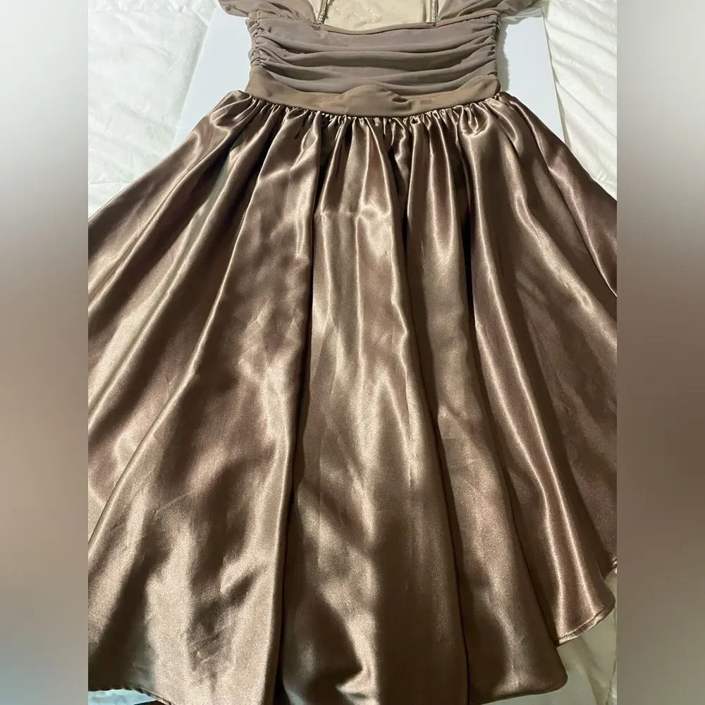 Weissman solo custom Dance costume brown 2 piece Top Skirt MT10190 LC child